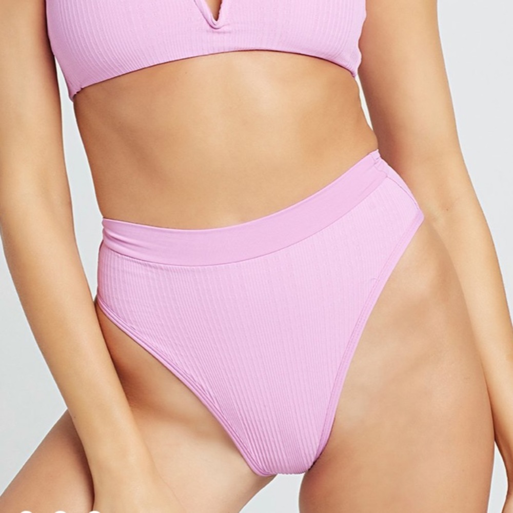 L Space Pointelle Rib Frenchi Bikini Bottom Rosbud